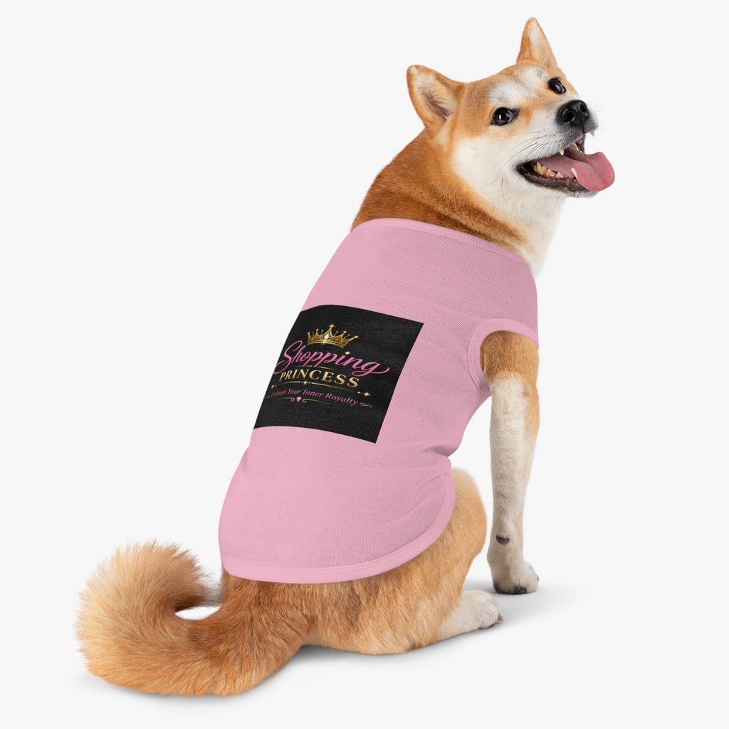 Pet Tank Top - "Shopping Princess" Pink Dog Shirt, Crown Graphic Pet Clothes for Small Dogs & Cats, Cute Gift for Pet Lovers