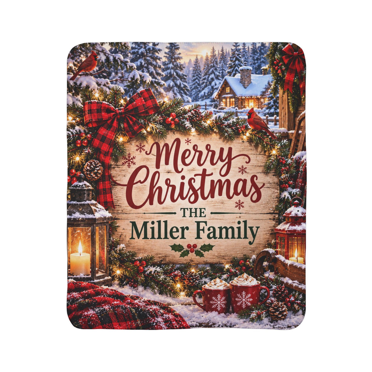 Personalized Merry Christmas Fleece Blanket