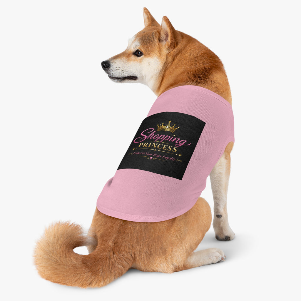 Pet Tank Top - "Shopping Princess" Pink Dog Shirt, Crown Graphic Pet Clothes for Small Dogs & Cats, Cute Gift for Pet Lovers