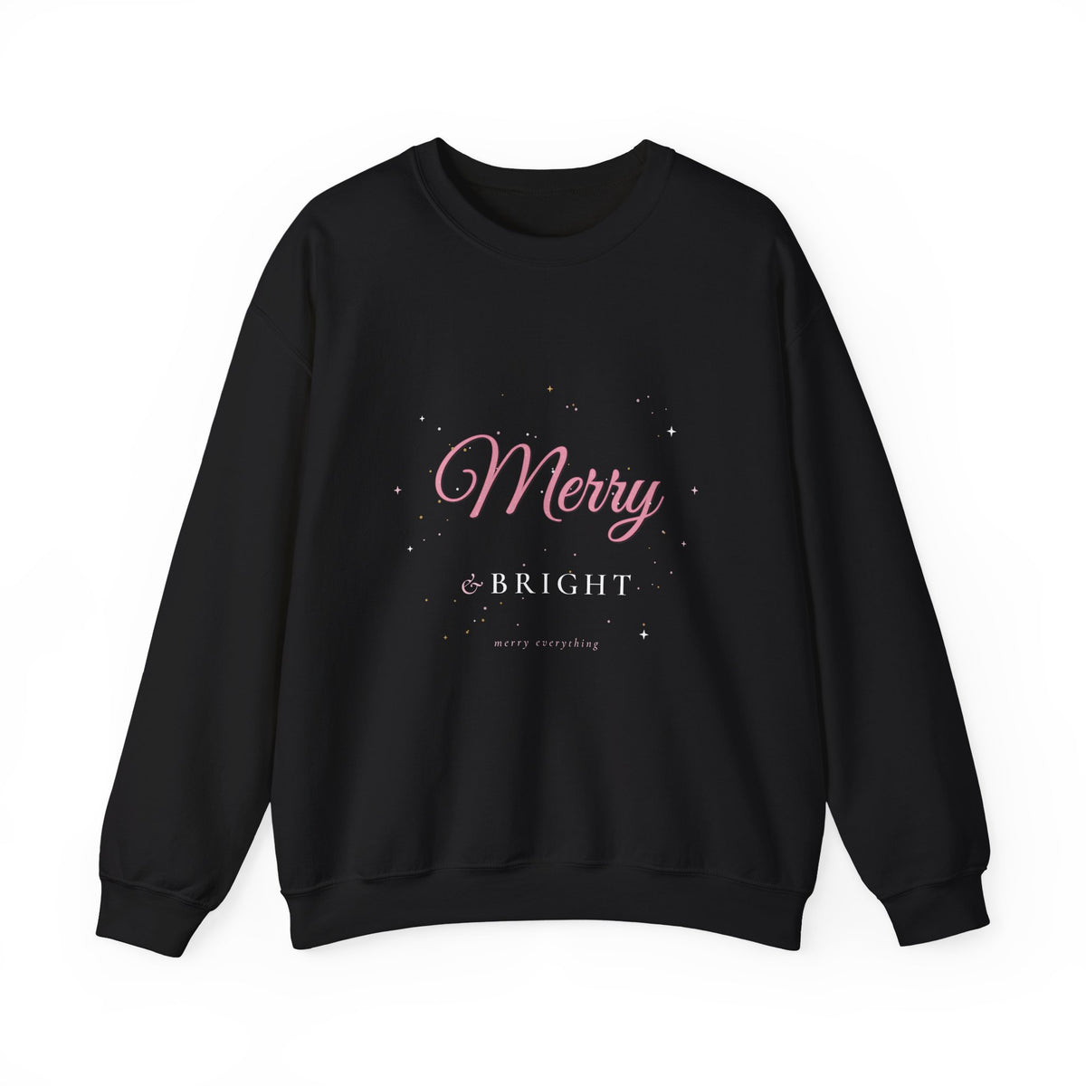 Merry & Bright Christmas Crewneck Sweatshirt | Pink Glam Holiday Sweatshirt for Women