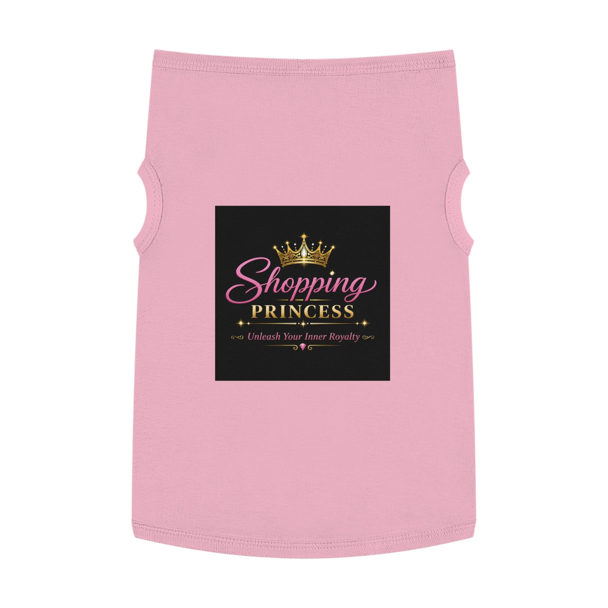 Pet Tank Top - "Shopping Princess" Pink Dog Shirt, Crown Graphic Pet Clothes for Small Dogs & Cats, Cute Gift for Pet Lovers