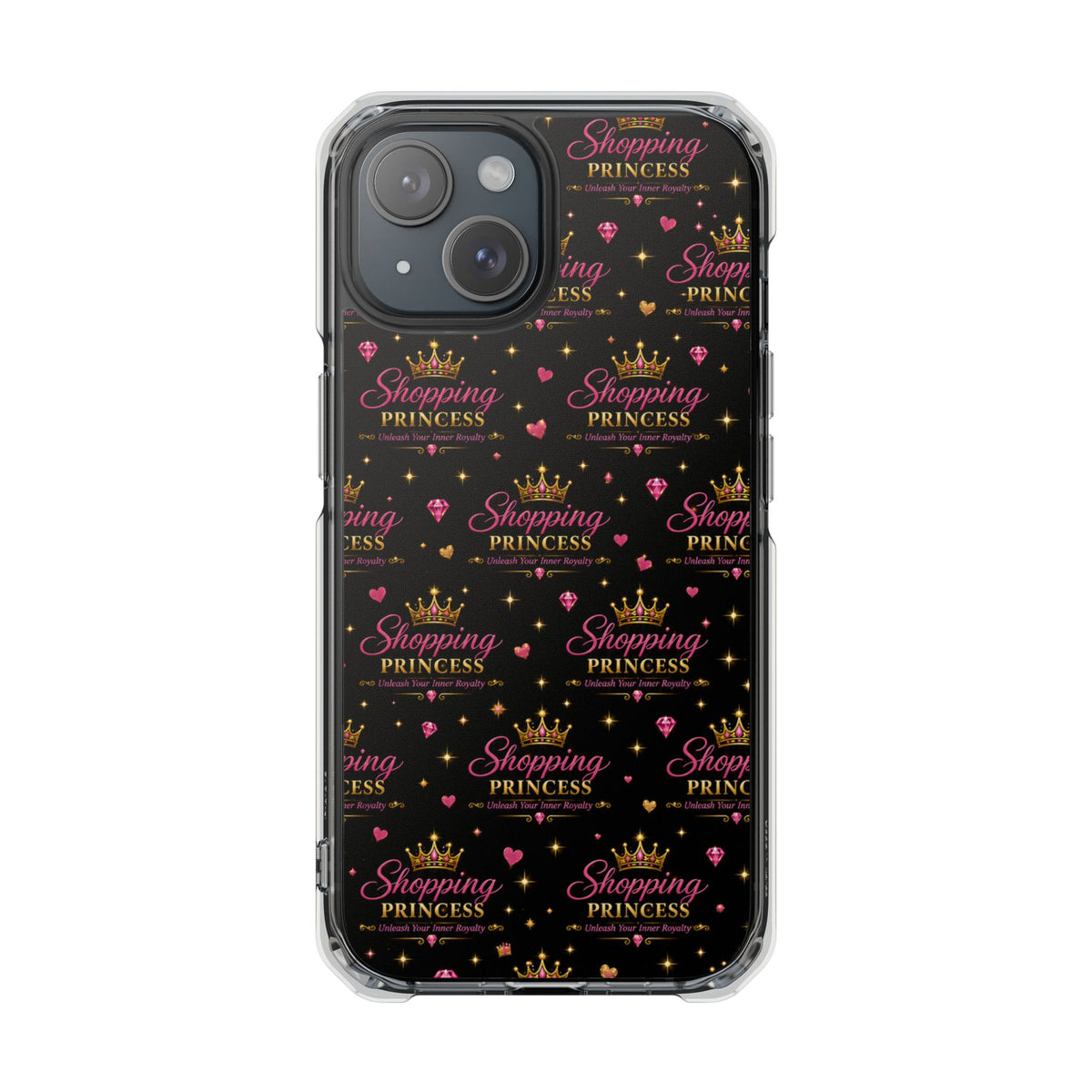 Clear Magnetic Phone Case — “Shopping Princess” Crown Pattern