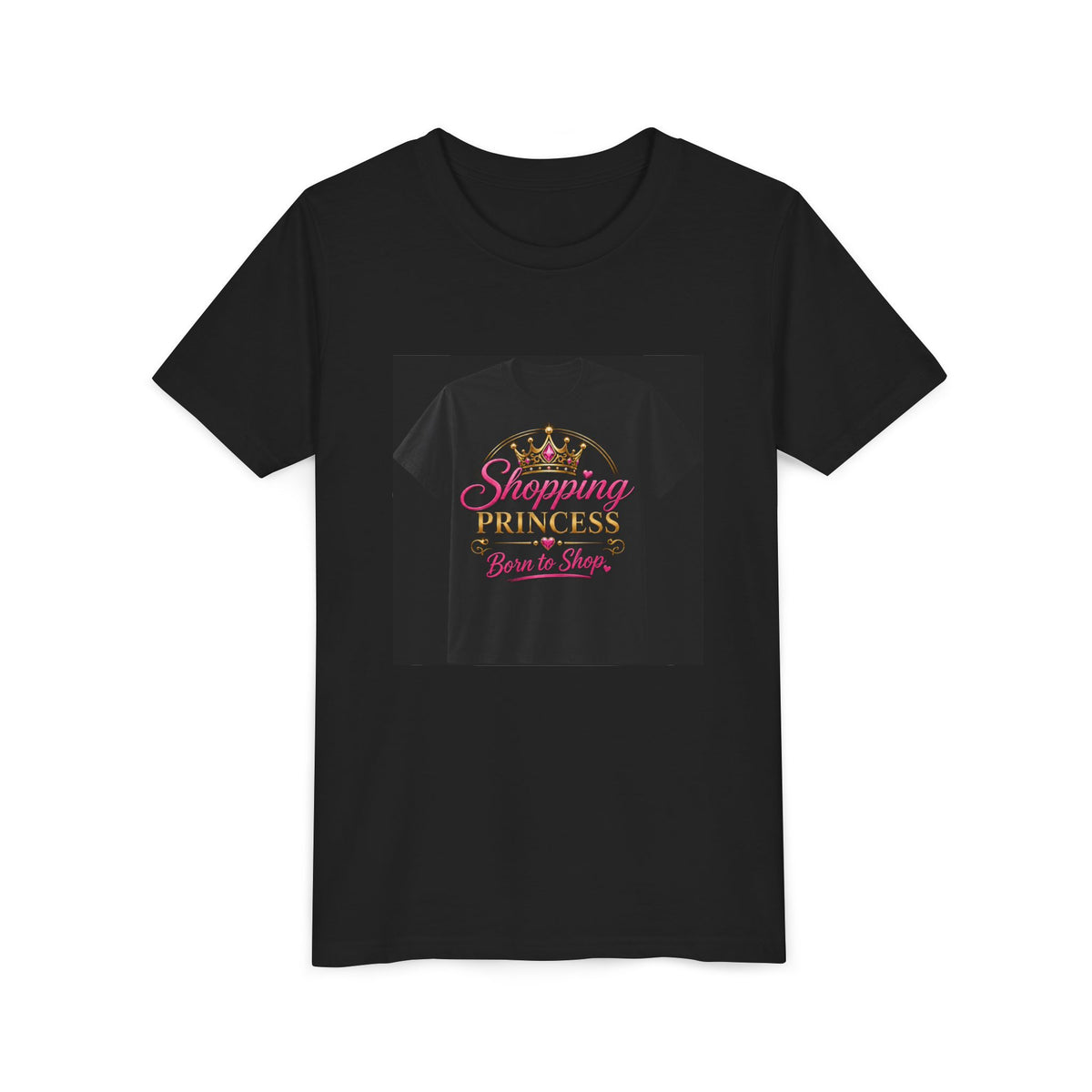 Youth Tee — "Shopping Princess" Crown Graphic Kids Shirt
