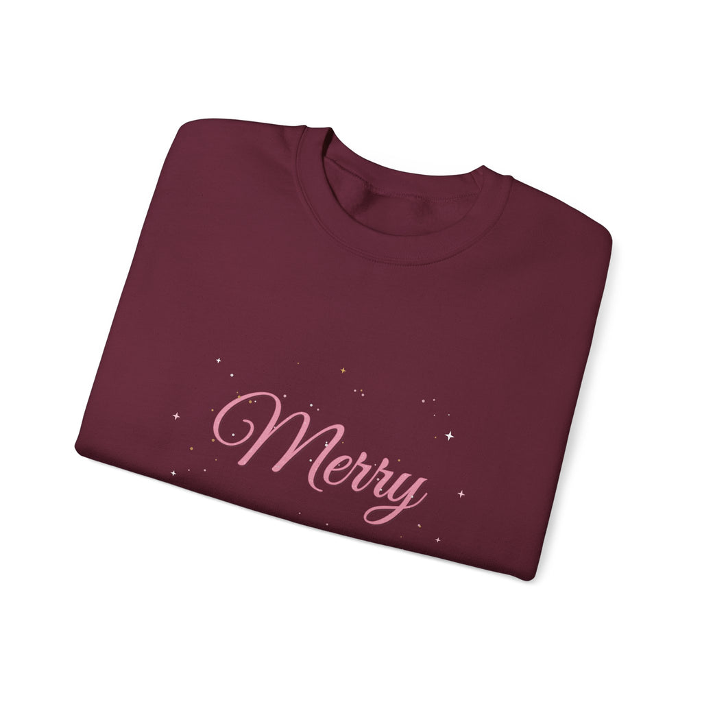 Merry & Bright Christmas Crewneck Sweatshirt | Pink Glam Holiday Sweatshirt for Women