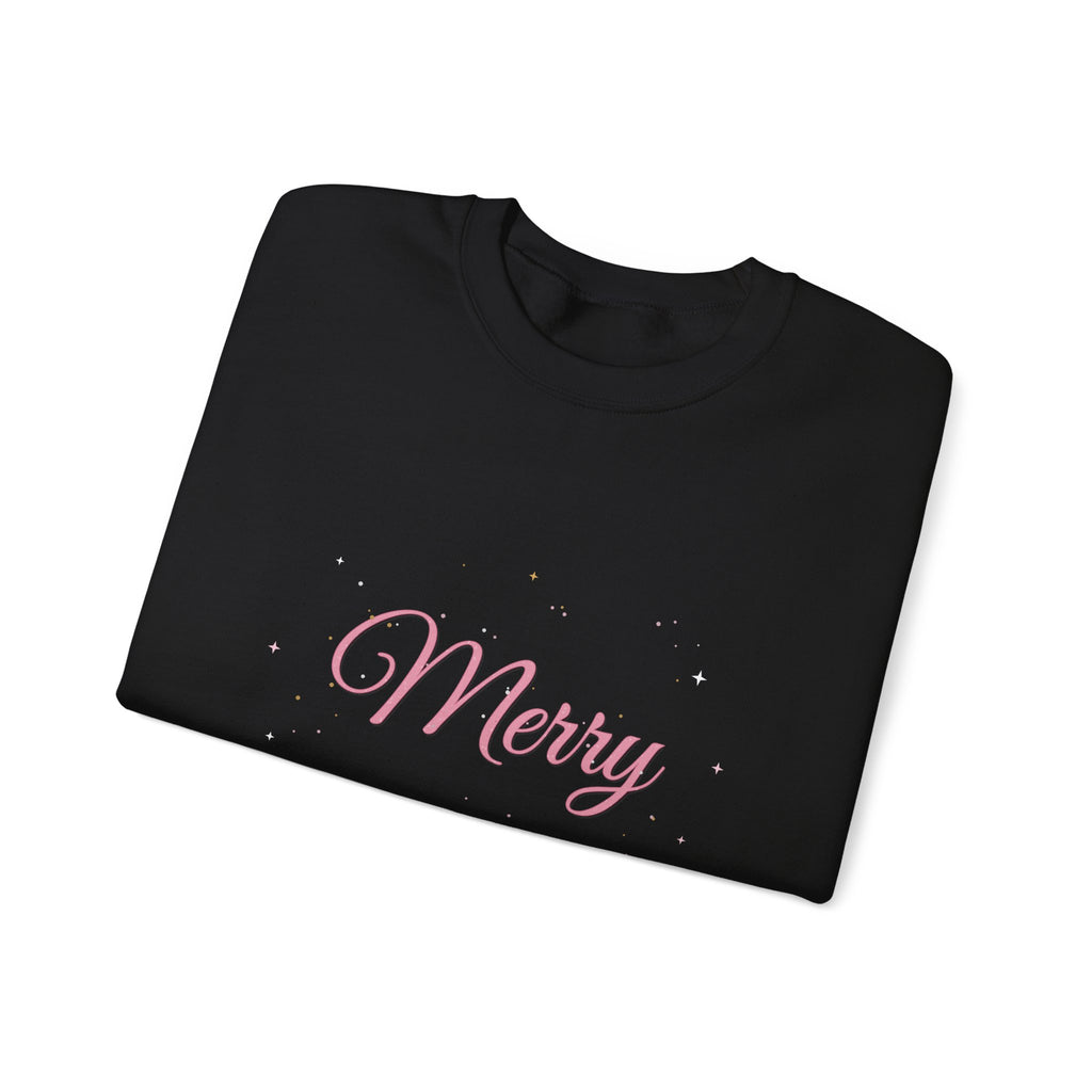 Merry & Bright Christmas Crewneck Sweatshirt | Pink Glam Holiday Sweatshirt for Women