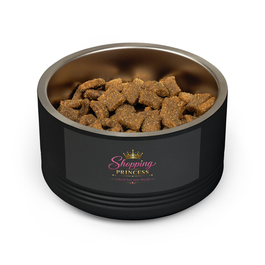 Royal Pup Stainless Steel Pet Bowl — 18oz 'Wednesday' & 'Shopping Princess' Crown Designs