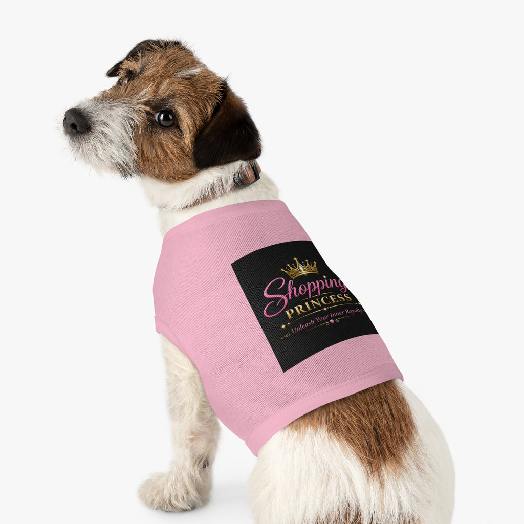 Pet Tank Top - "Shopping Princess" Pink Dog Shirt, Crown Graphic Pet Clothes for Small Dogs & Cats, Cute Gift for Pet Lovers