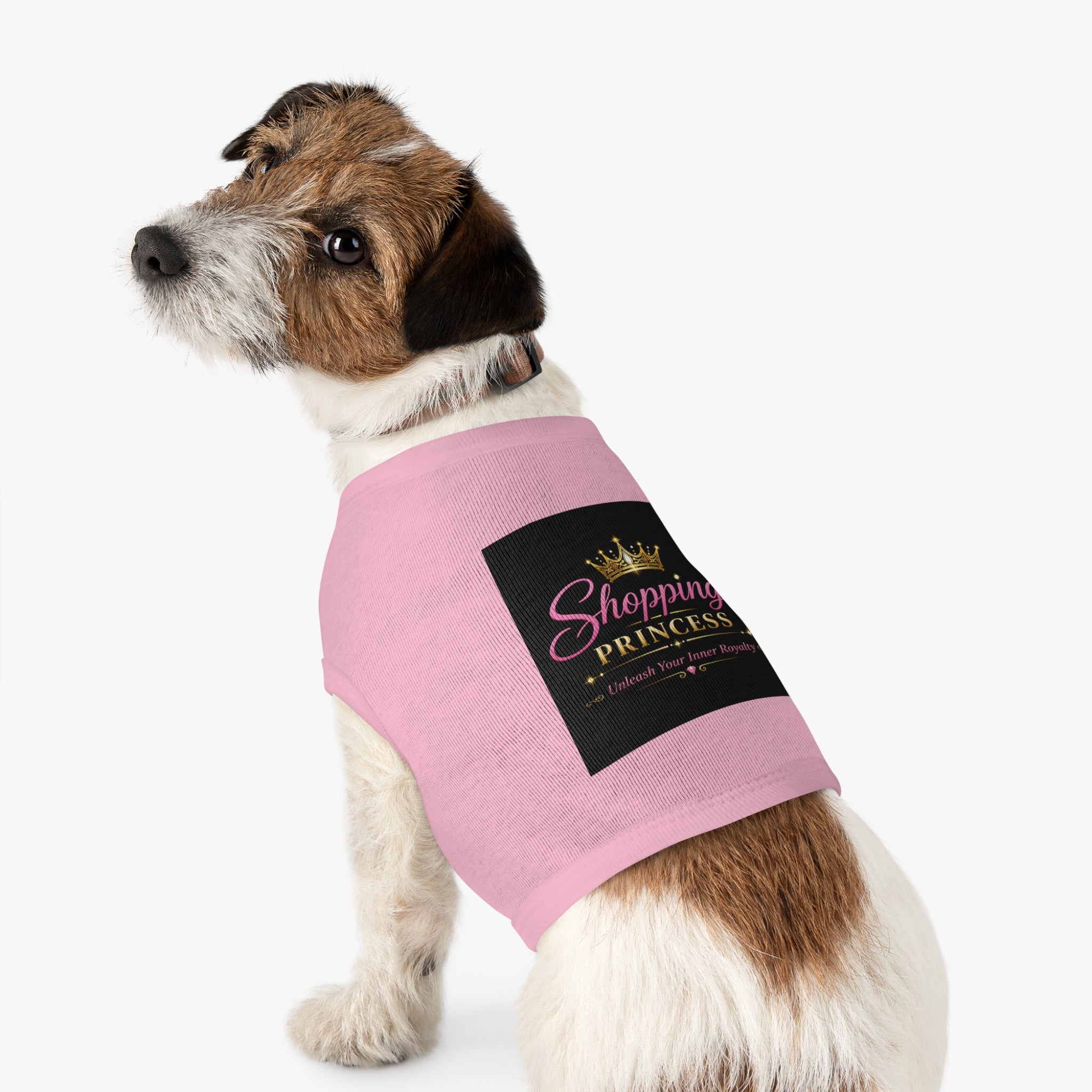 Pet Tank Top - "Shopping Princess" Pink Dog Shirt, Crown Graphic Pet Clothes for Small Dogs & Cats, Cute Gift for Pet Lovers