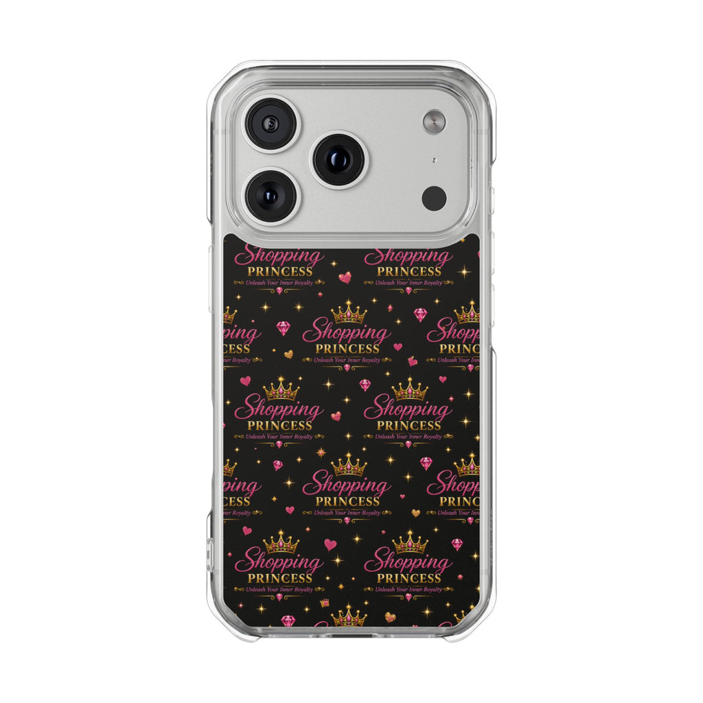 Clear Magnetic Phone Case — “Shopping Princess” Crown Pattern
