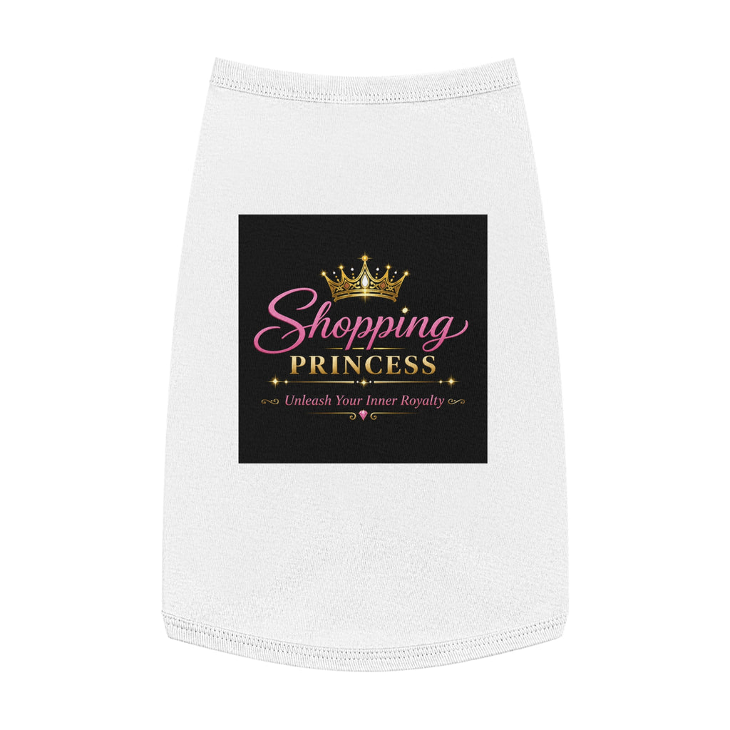 Pet Tank Top - "Shopping Princess" Pink Dog Shirt, Crown Graphic Pet Clothes for Small Dogs & Cats, Cute Gift for Pet Lovers
