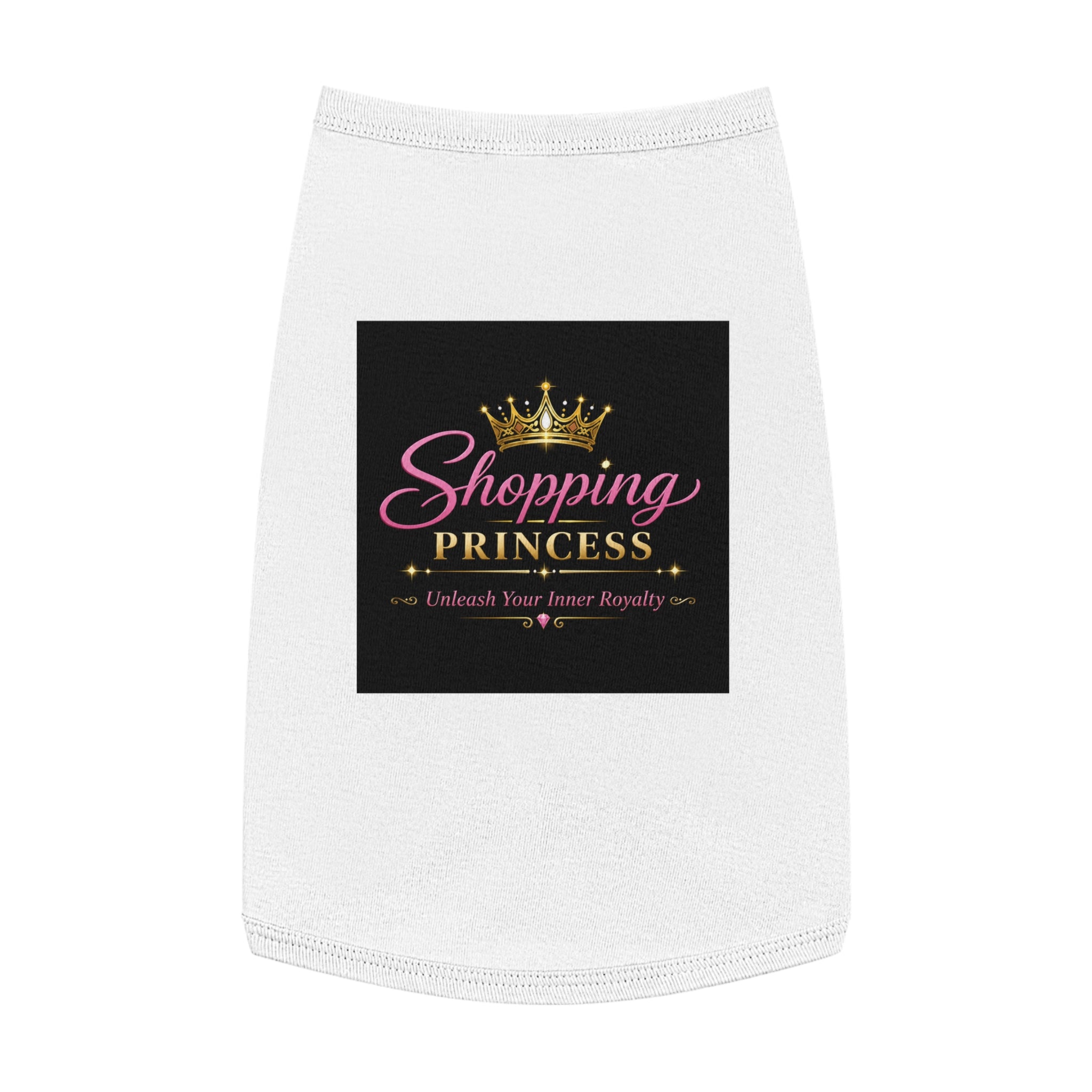 Pet Tank Top - "Shopping Princess" Pink Dog Shirt, Crown Graphic Pet Clothes for Small Dogs & Cats, Cute Gift for Pet Lovers