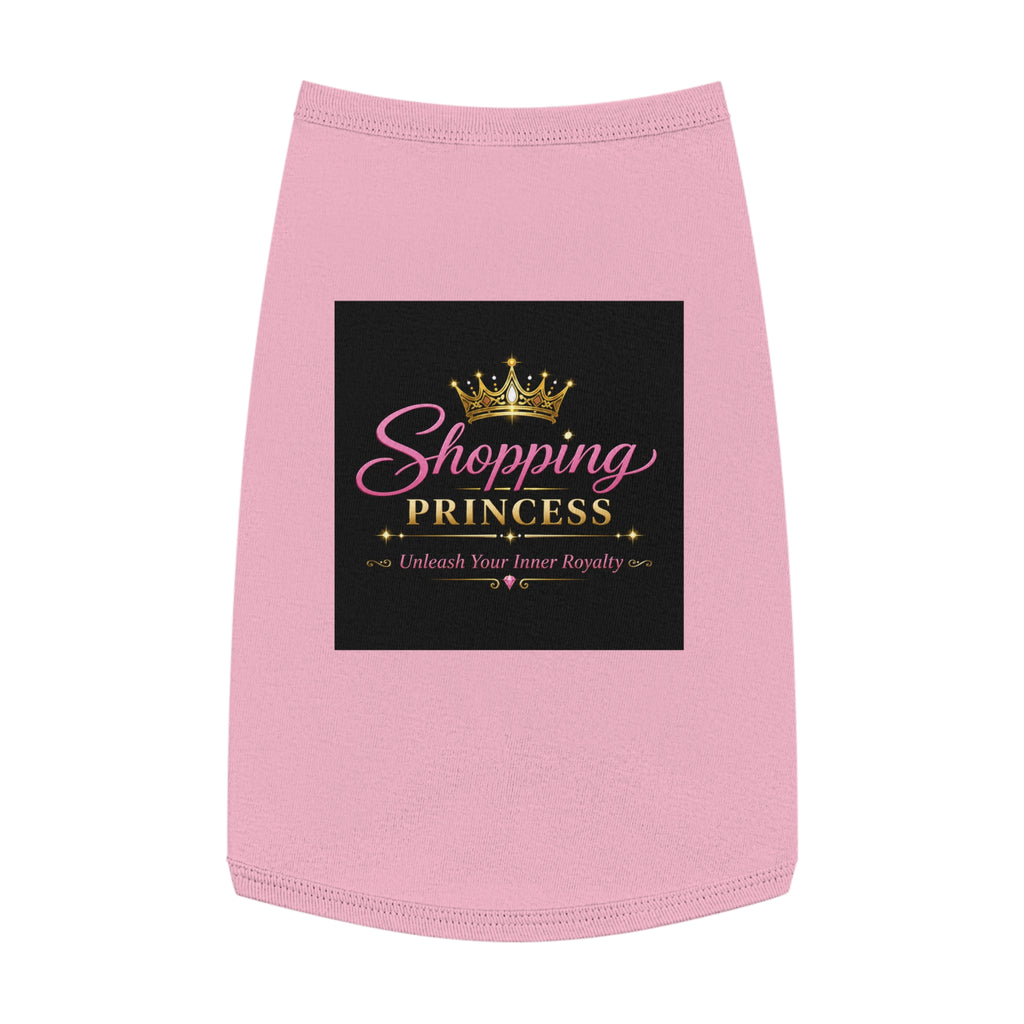 Pet Tank Top - "Shopping Princess" Pink Dog Shirt, Crown Graphic Pet Clothes for Small Dogs & Cats, Cute Gift for Pet Lovers
