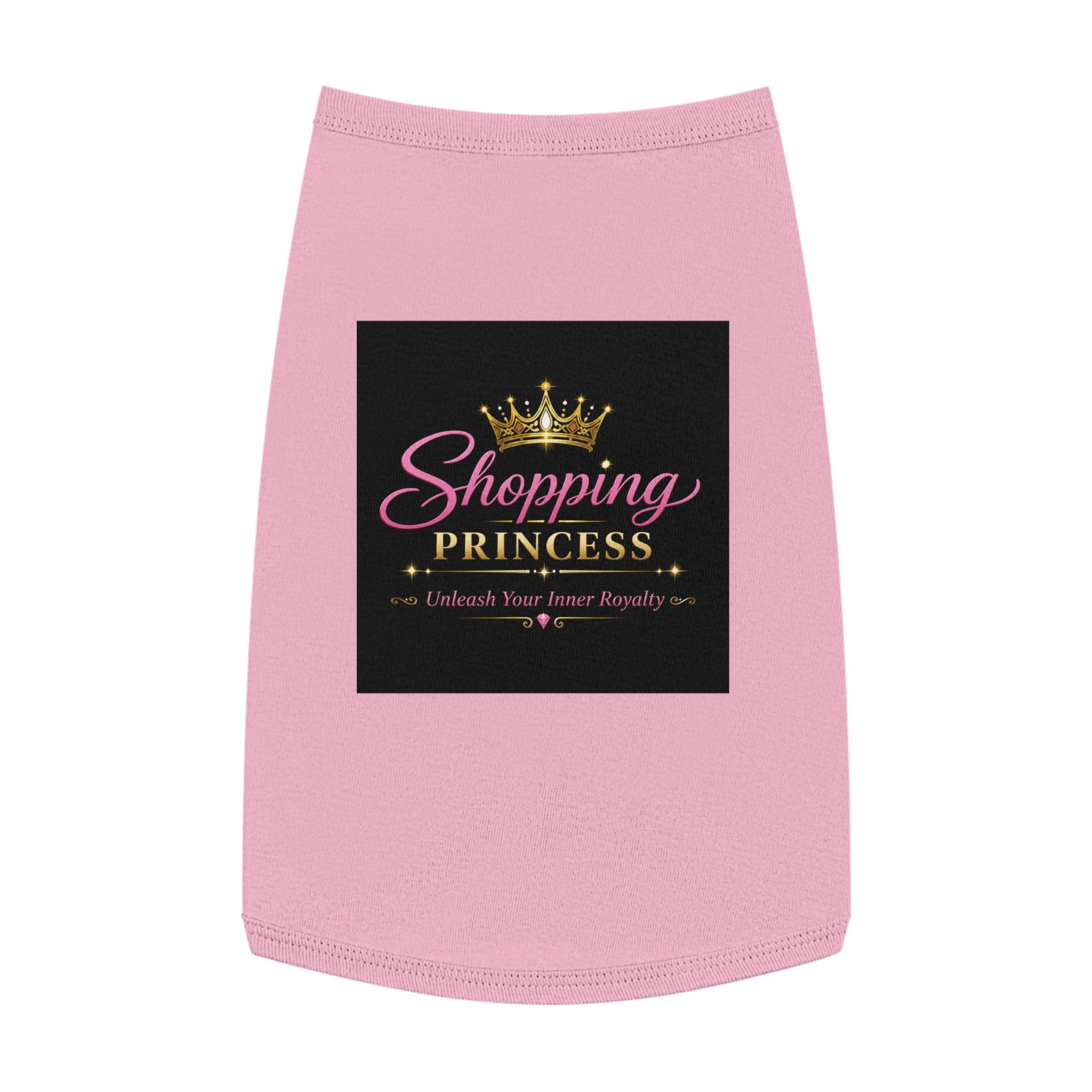 Pet Tank Top - "Shopping Princess" Pink Dog Shirt, Crown Graphic Pet Clothes for Small Dogs & Cats, Cute Gift for Pet Lovers