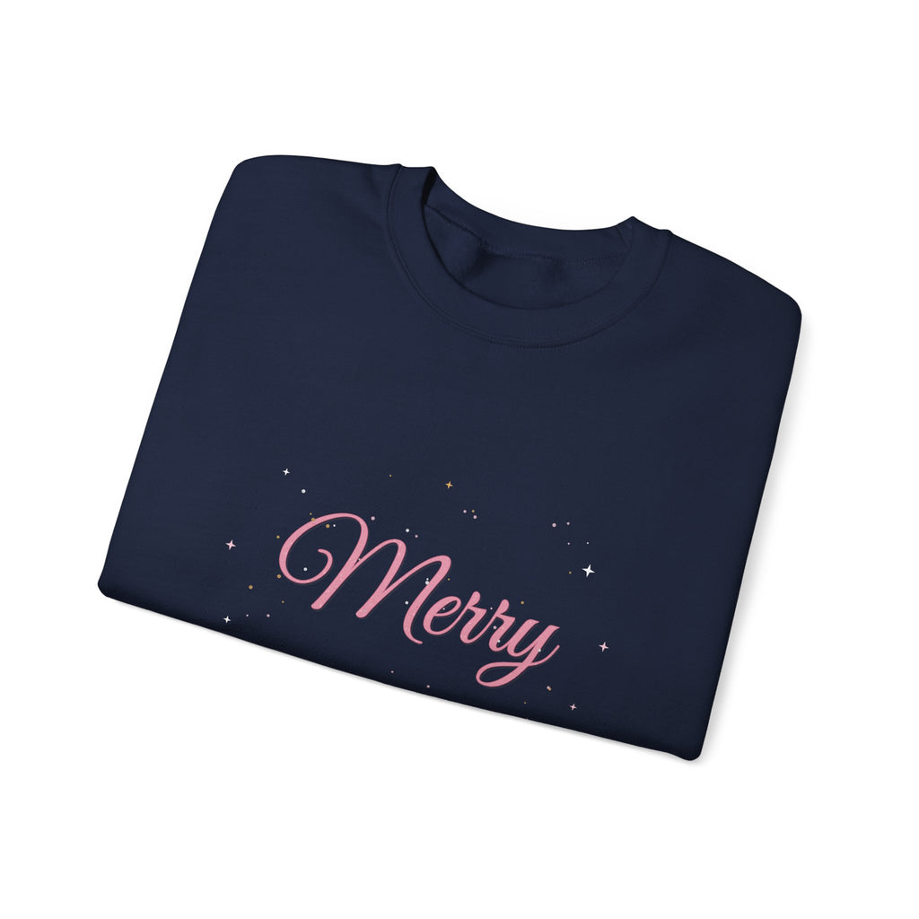 Merry & Bright Christmas Crewneck Sweatshirt | Pink Glam Holiday Sweatshirt for Women