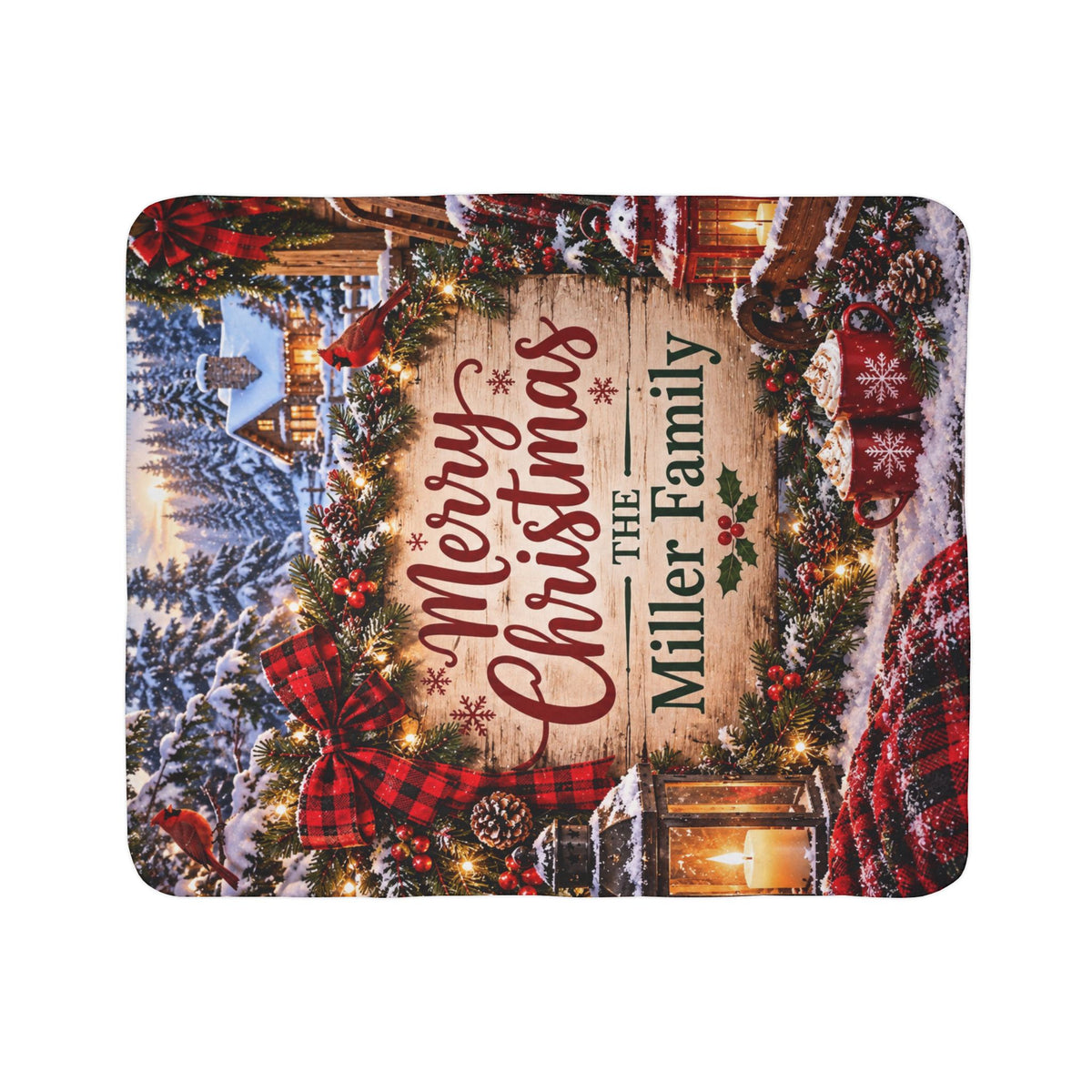 Personalized Merry Christmas Fleece Blanket