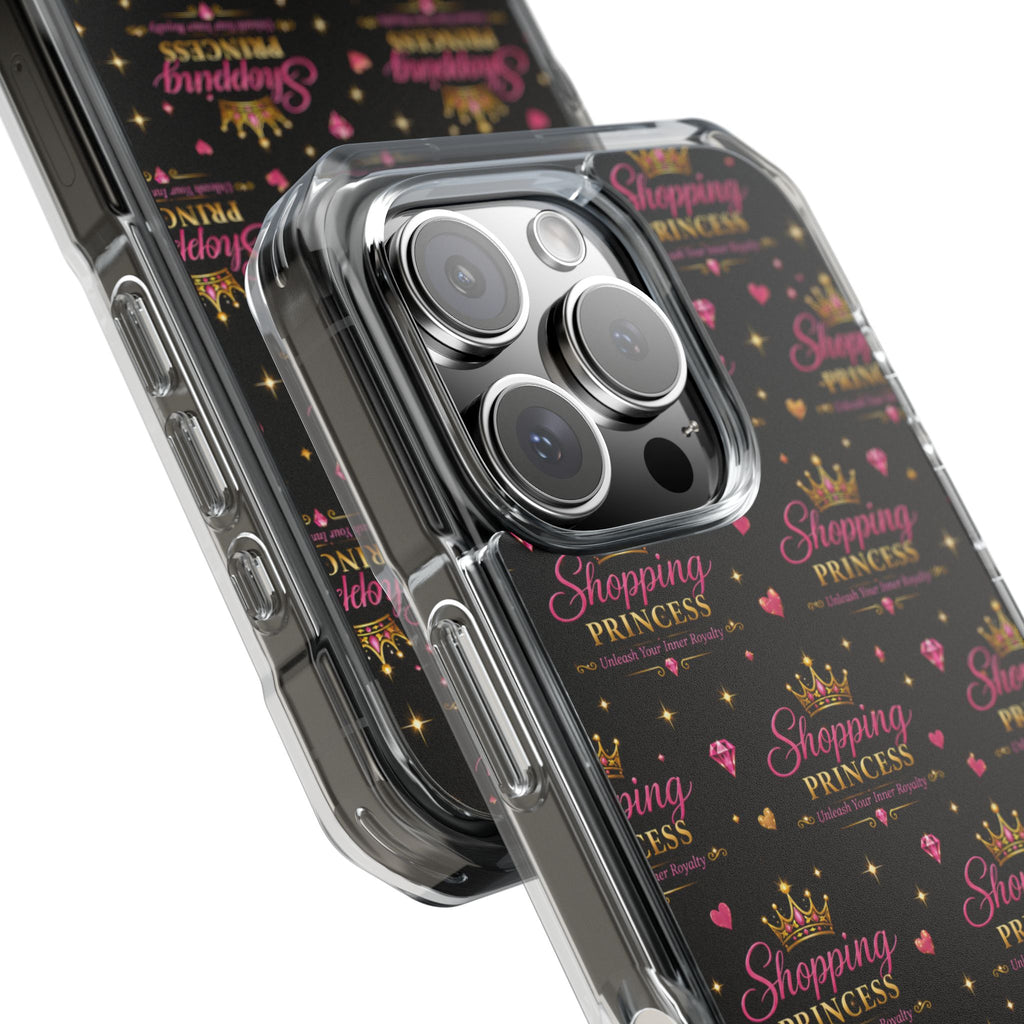 Clear Magnetic Phone Case — “Shopping Princess” Crown Pattern