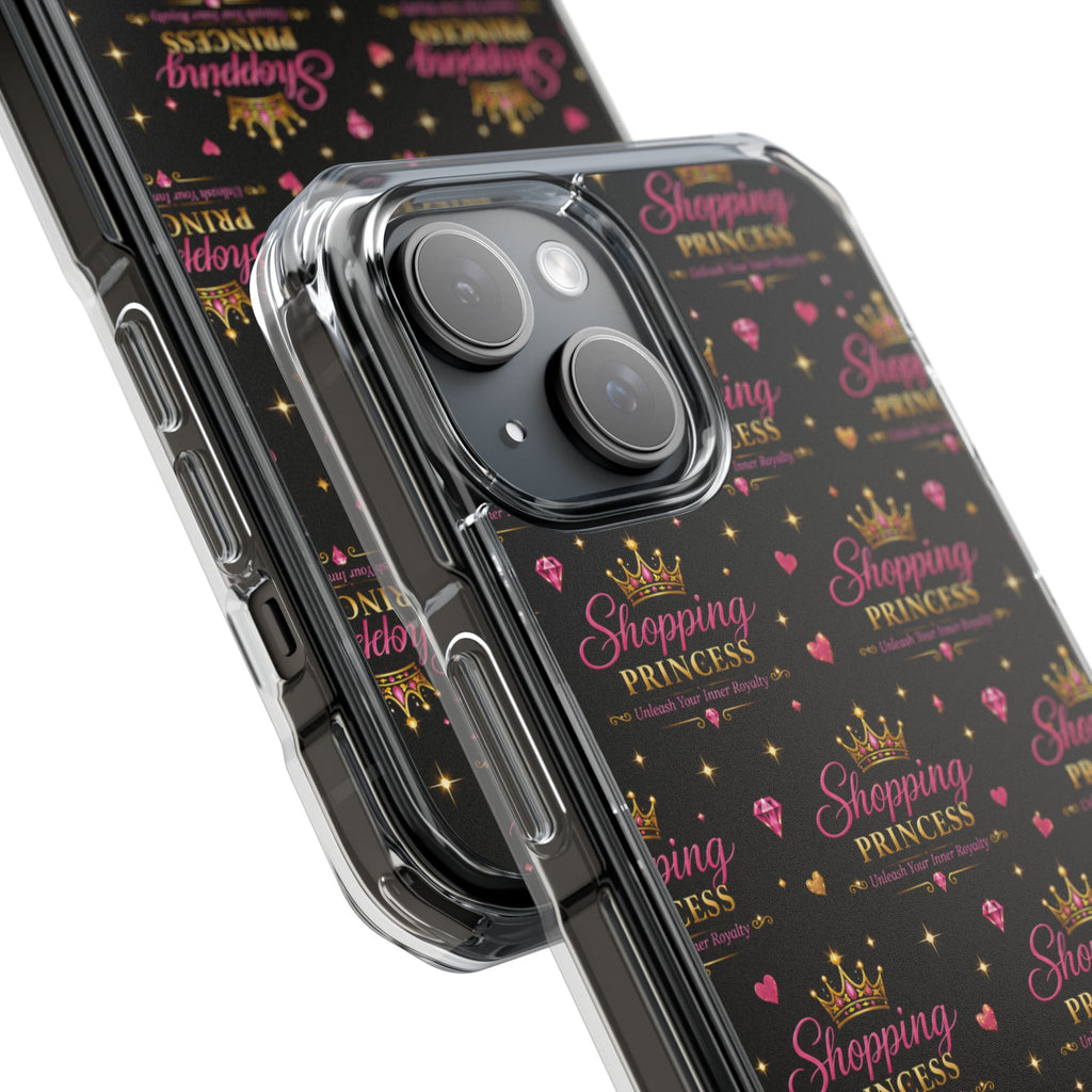 Clear Magnetic Phone Case — “Shopping Princess” Crown Pattern