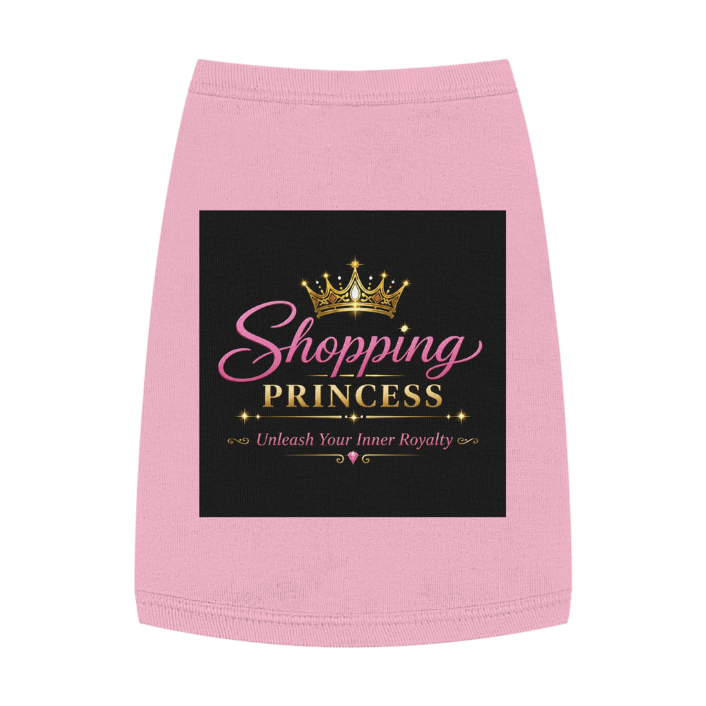 Pet Tank Top - "Shopping Princess" Pink Dog Shirt, Crown Graphic Pet Clothes for Small Dogs & Cats, Cute Gift for Pet Lovers