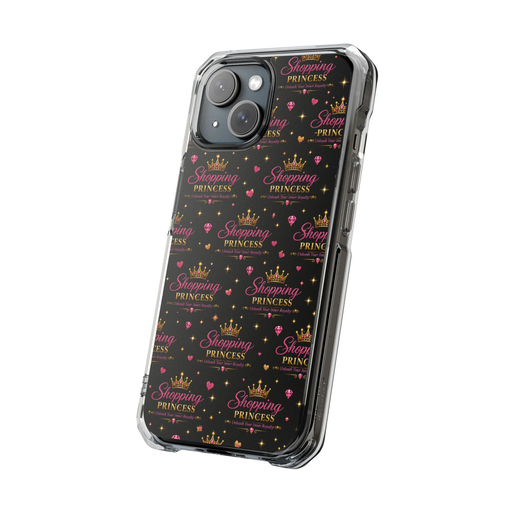 Clear Magnetic Phone Case — “Shopping Princess” Crown Pattern