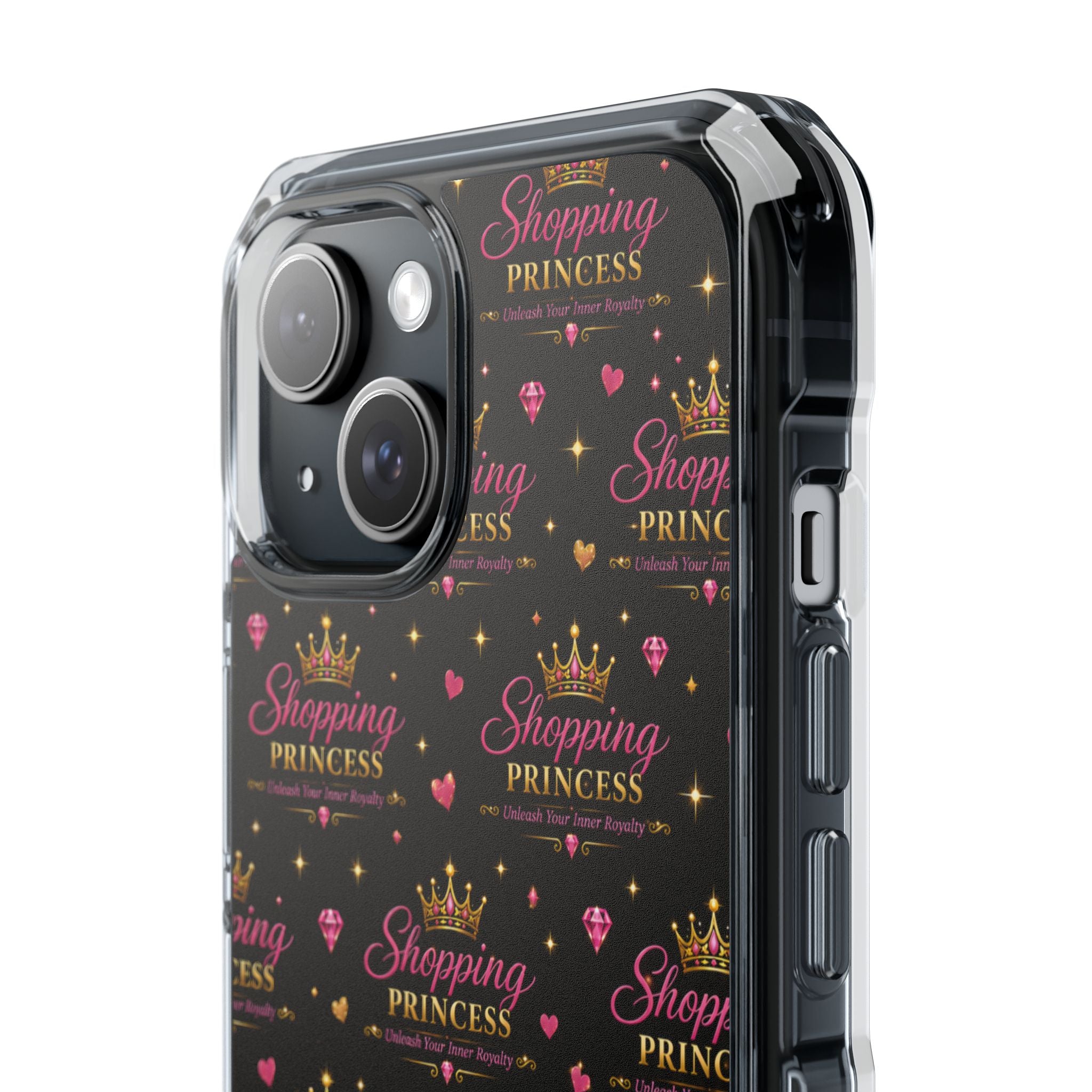 Clear Magnetic Phone Case — “Shopping Princess” Crown Pattern