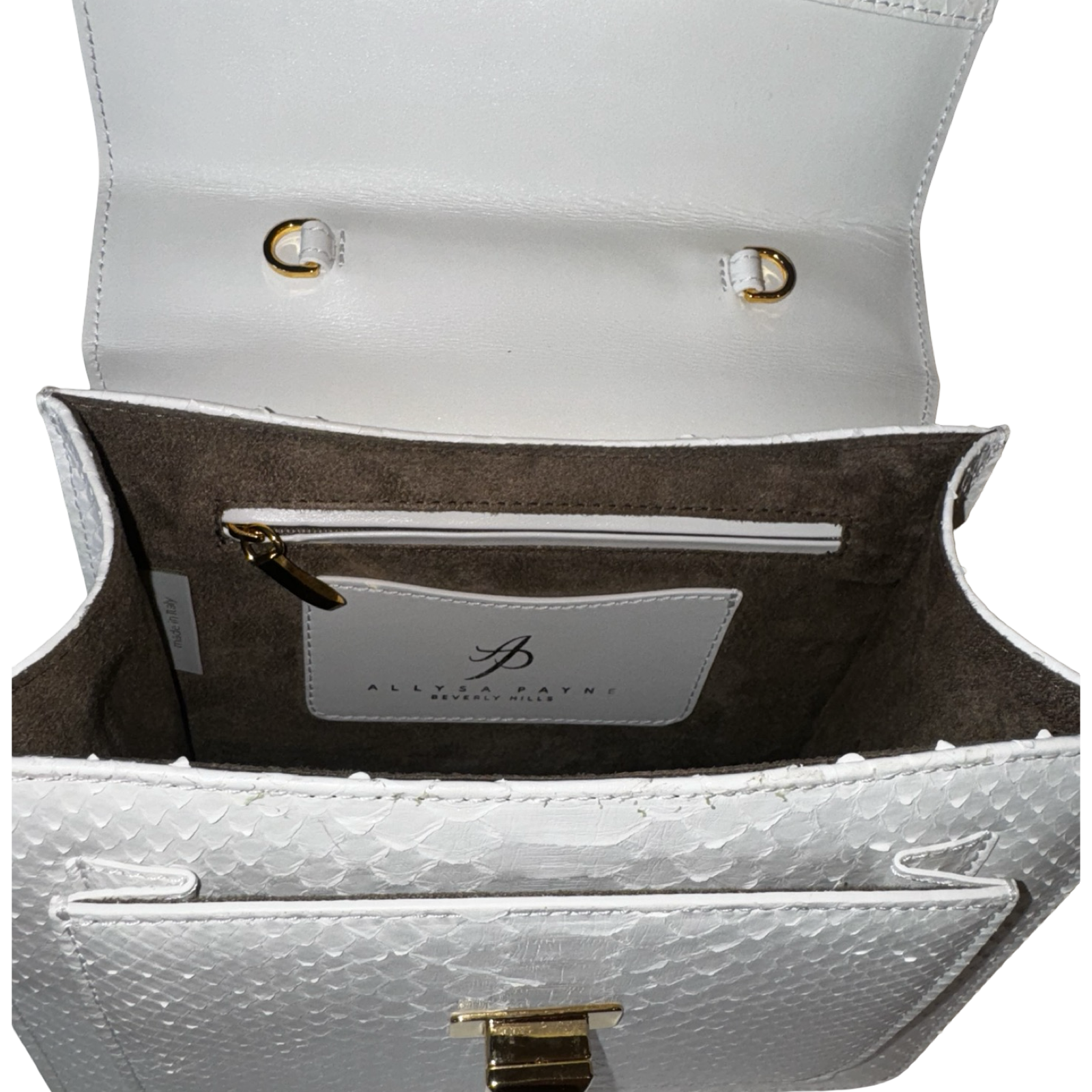 Cosmo Horse Handle Handbag In Iridescent White Python