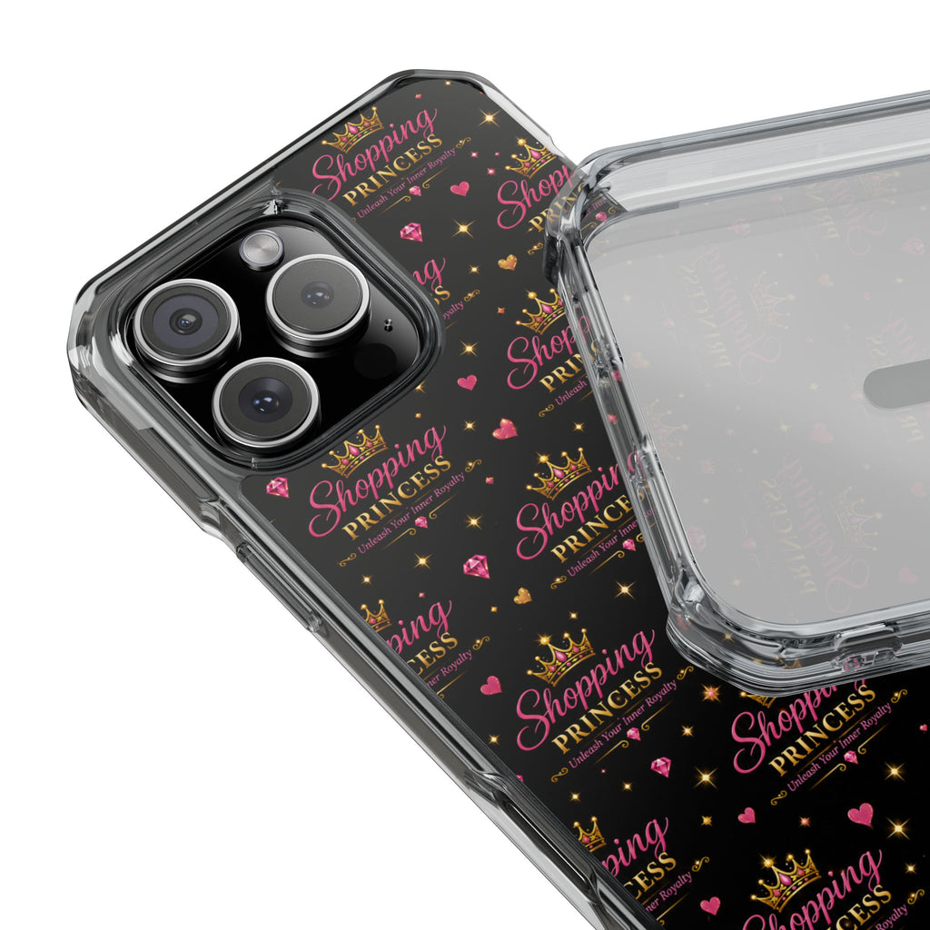 Clear Magnetic Phone Case — “Shopping Princess” Crown Pattern