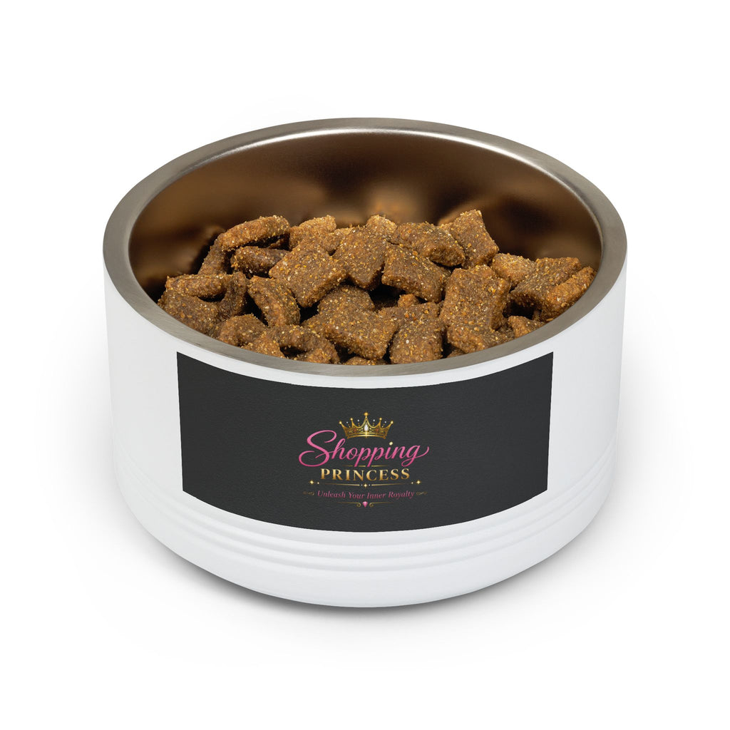 Royal Pup Stainless Steel Pet Bowl — 18oz 'Wednesday' & 'Shopping Princess' Crown Designs