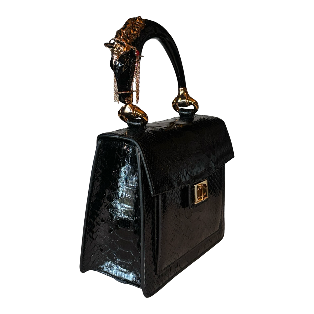 Devon Horse Handle Handbag
Authentic Black Python