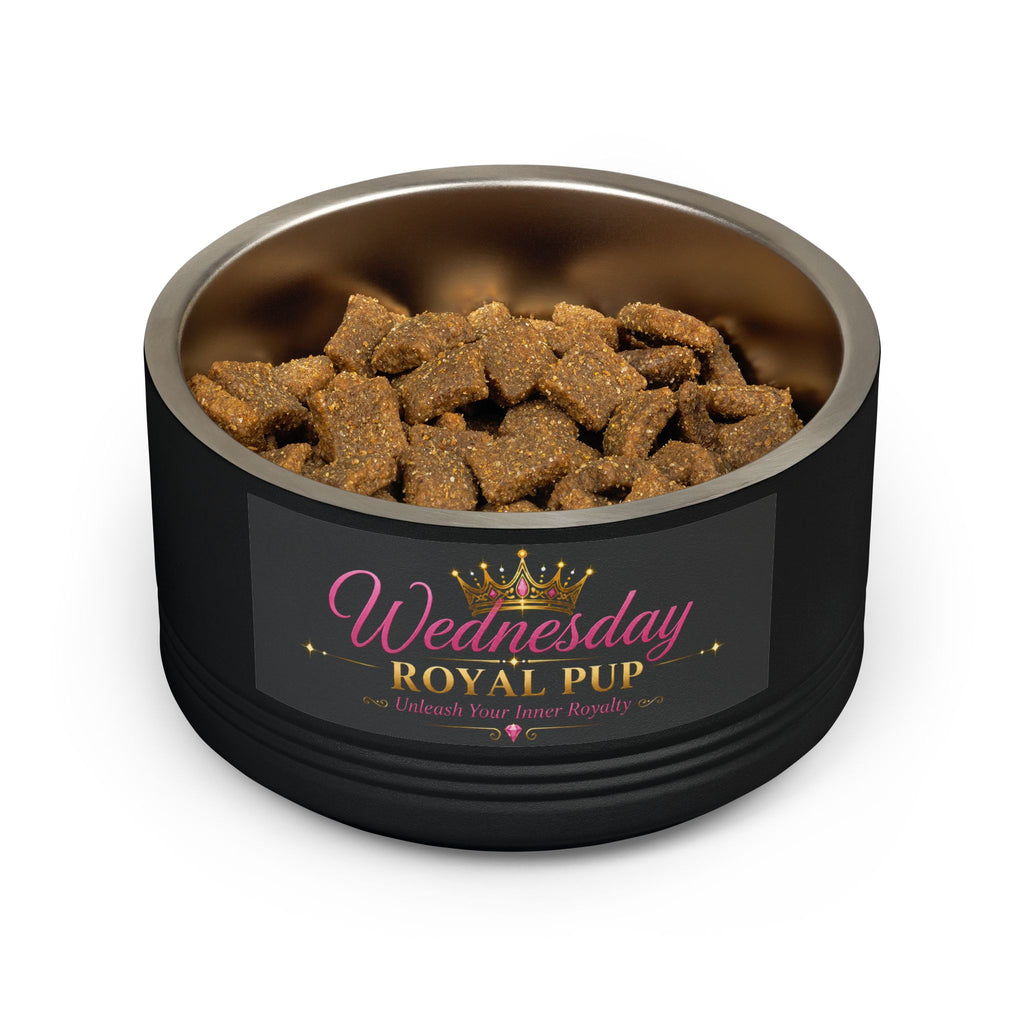 Royal Pup Stainless Steel Pet Bowl — 18oz 'Wednesday' & 'Shopping Princess' Crown Designs