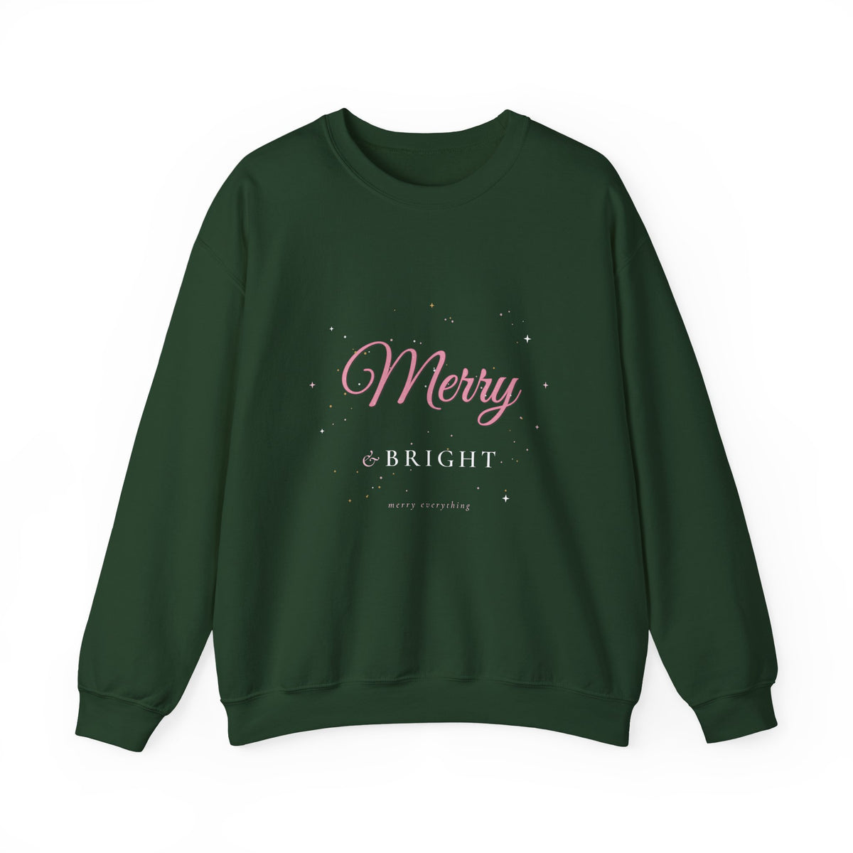 Merry & Bright Christmas Crewneck Sweatshirt | Pink Glam Holiday Sweatshirt for Women