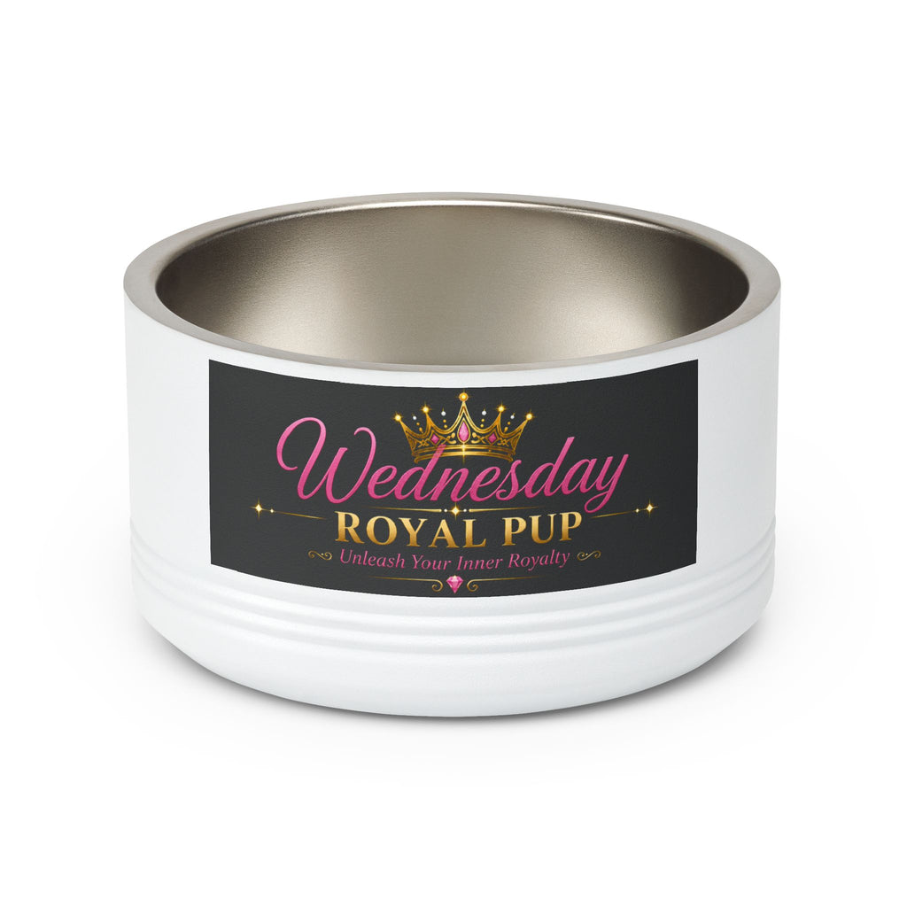 Royal Pup Stainless Steel Pet Bowl — 18oz 'Wednesday' & 'Shopping Princess' Crown Designs