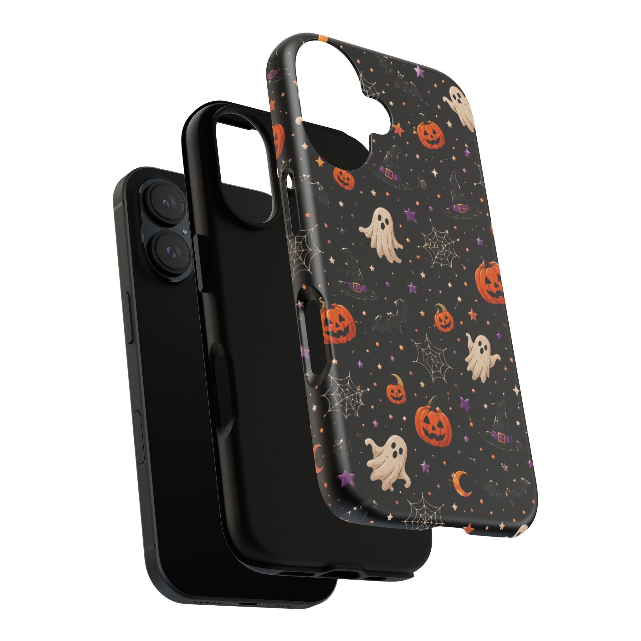 Halloween Spooky Pattern Phone Case — Ghosts, Pumpkins & Spiderweb iPhone Cover