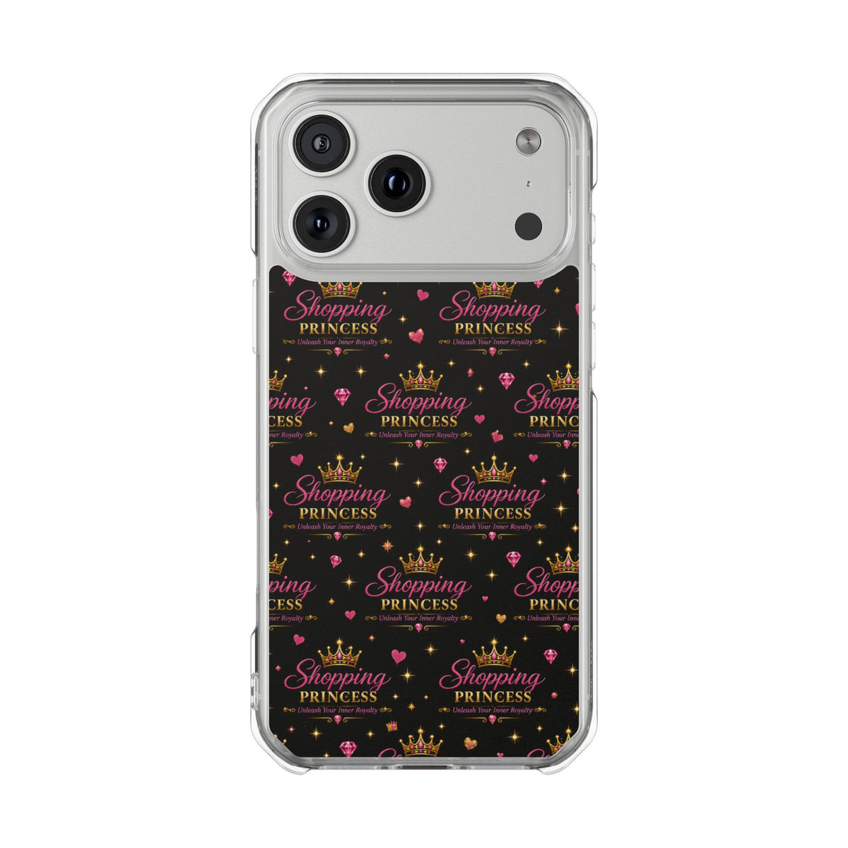 Clear Magnetic Phone Case — “Shopping Princess” Crown Pattern