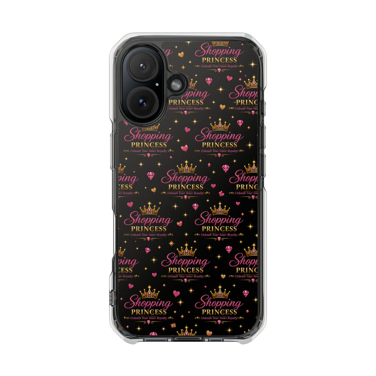 Clear Magnetic Phone Case — “Shopping Princess” Crown Pattern