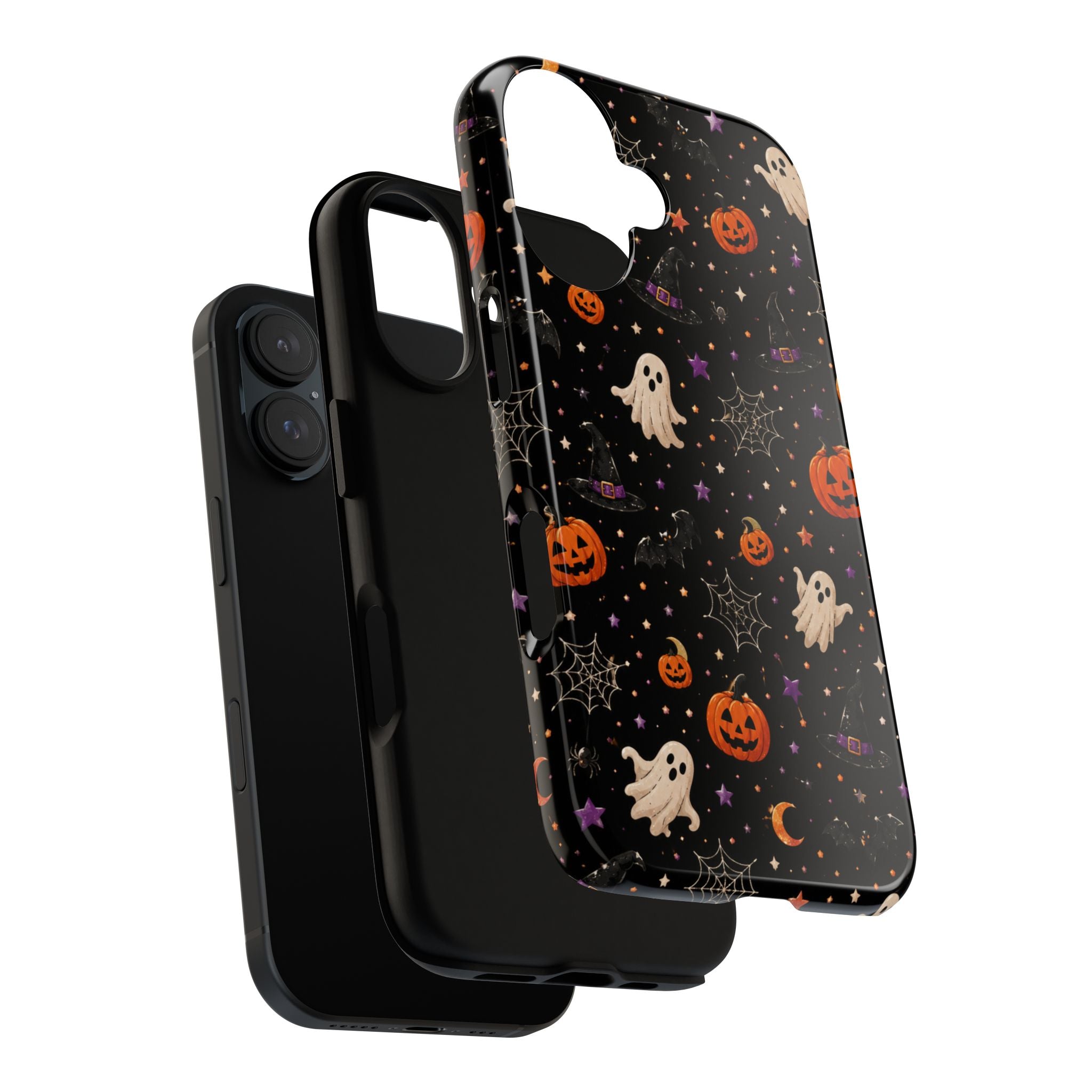 Halloween Spooky Pattern Phone Case — Ghosts, Pumpkins & Spiderweb iPhone Cover