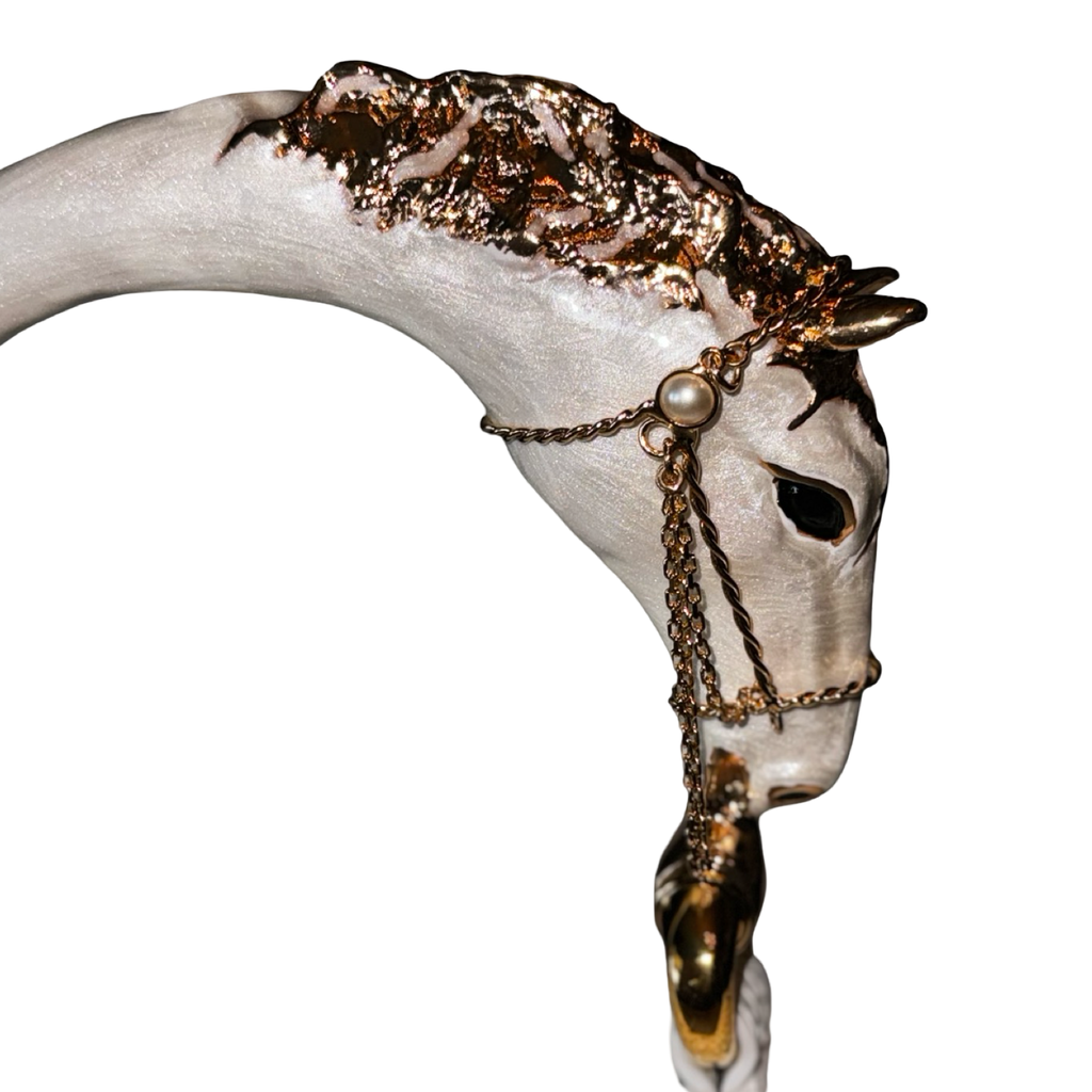 Cosmo Horse Handle Handbag In Iridescent White Python