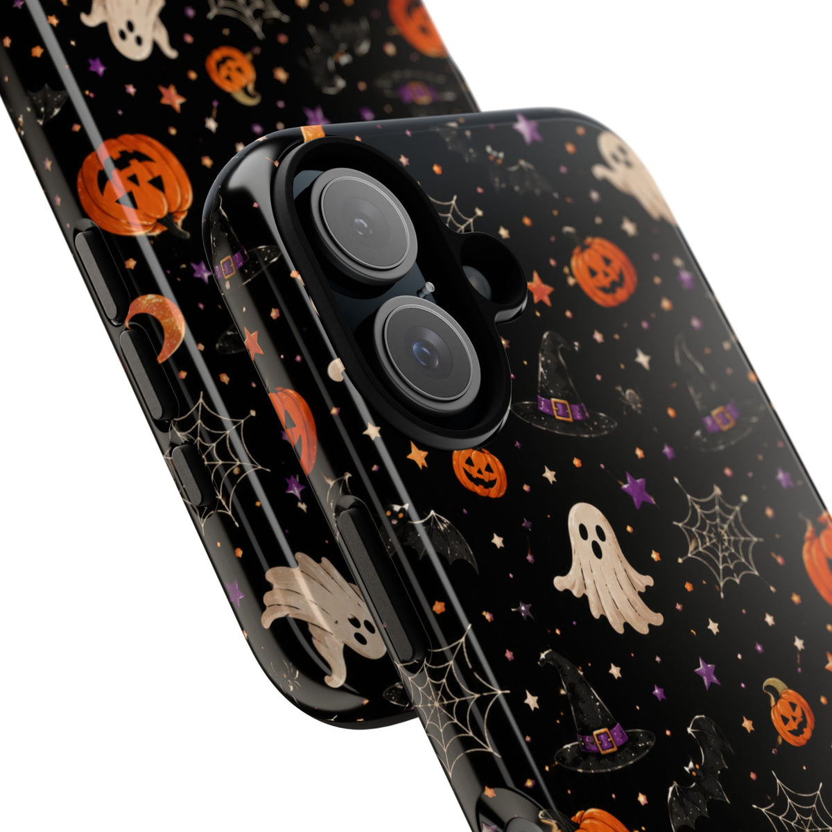 Halloween Spooky Pattern Phone Case — Ghosts, Pumpkins & Spiderweb iPhone Cover