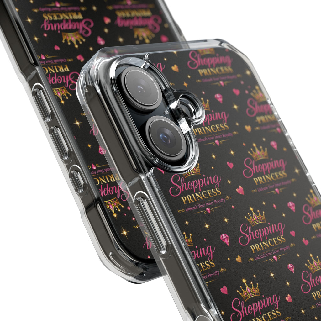 Clear Magnetic Phone Case — “Shopping Princess” Crown Pattern