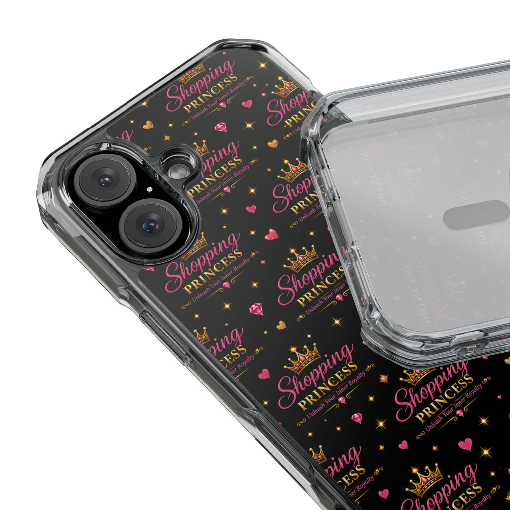 Clear Magnetic Phone Case — “Shopping Princess” Crown Pattern