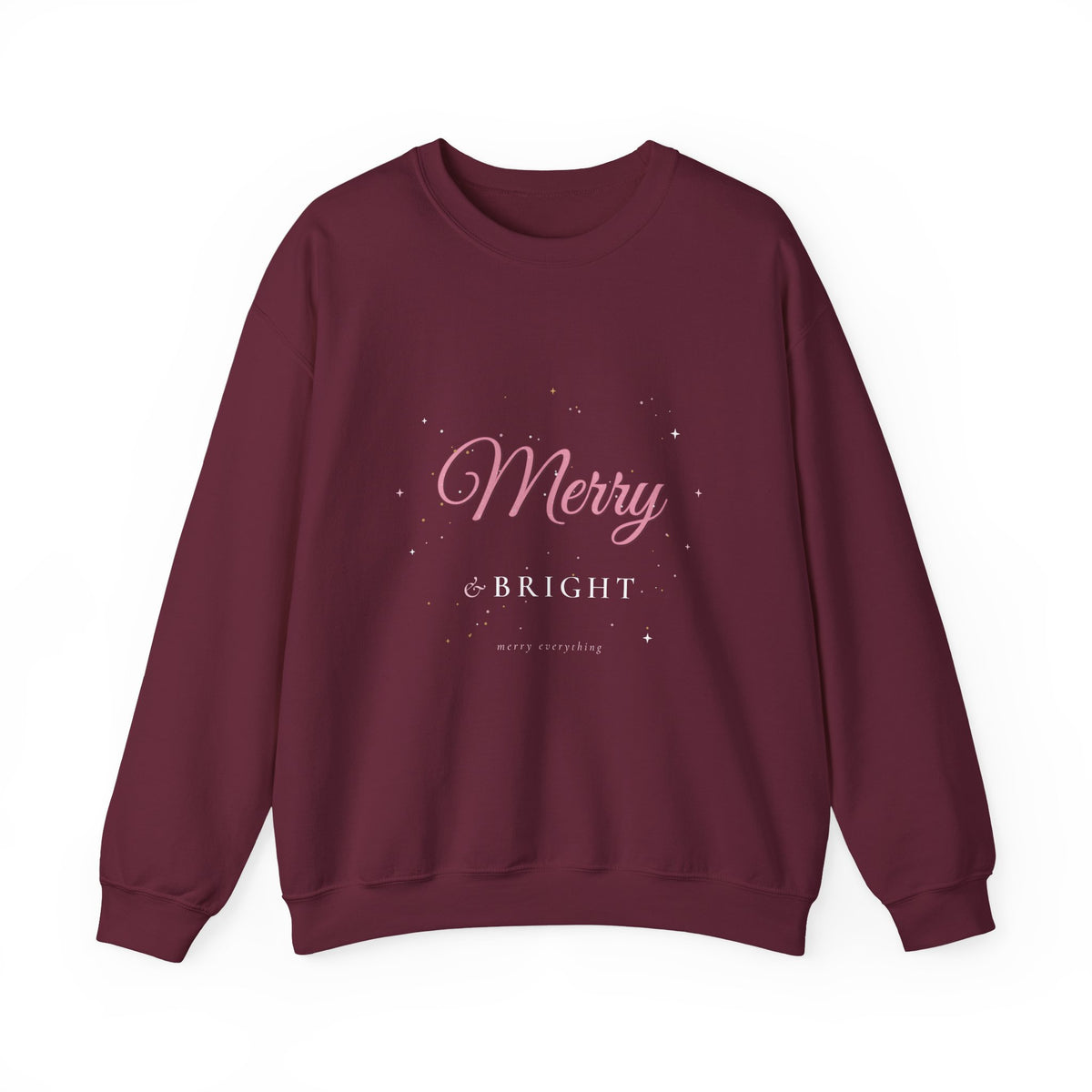 Merry & Bright Christmas Crewneck Sweatshirt | Pink Glam Holiday Sweatshirt for Women