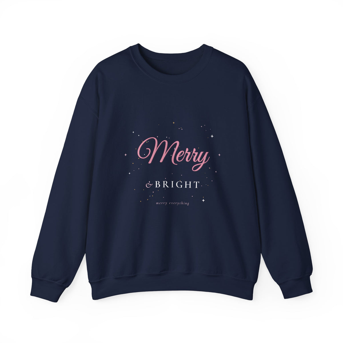 Merry & Bright Christmas Crewneck Sweatshirt | Pink Glam Holiday Sweatshirt for Women