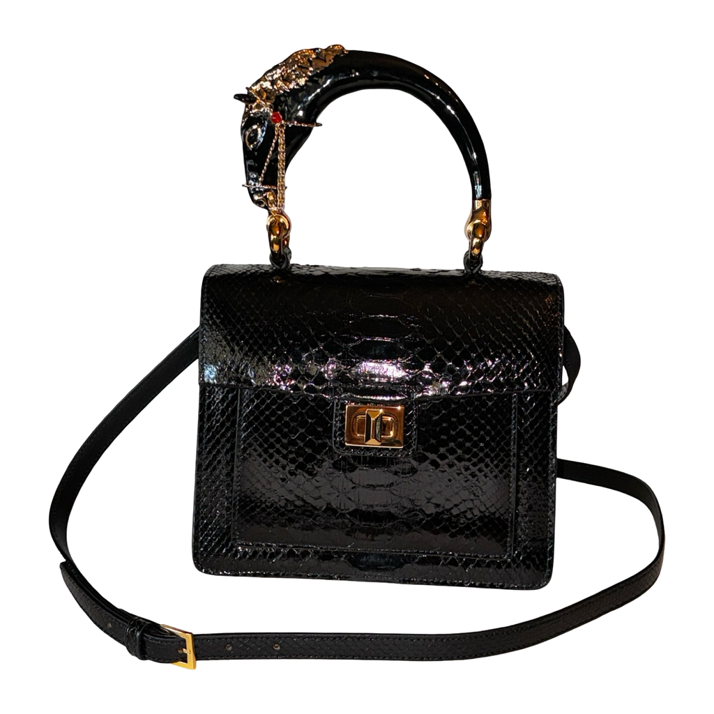 Devon Horse Handle Handbag
Authentic Black Python
