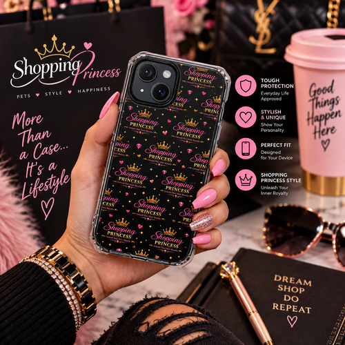 Clear Magnetic Phone Case — “Shopping Princess” Crown Pattern