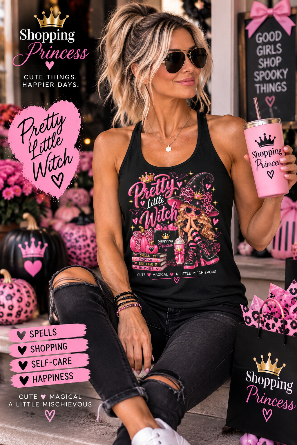 Shopping Princess Halloween Racerback Tank