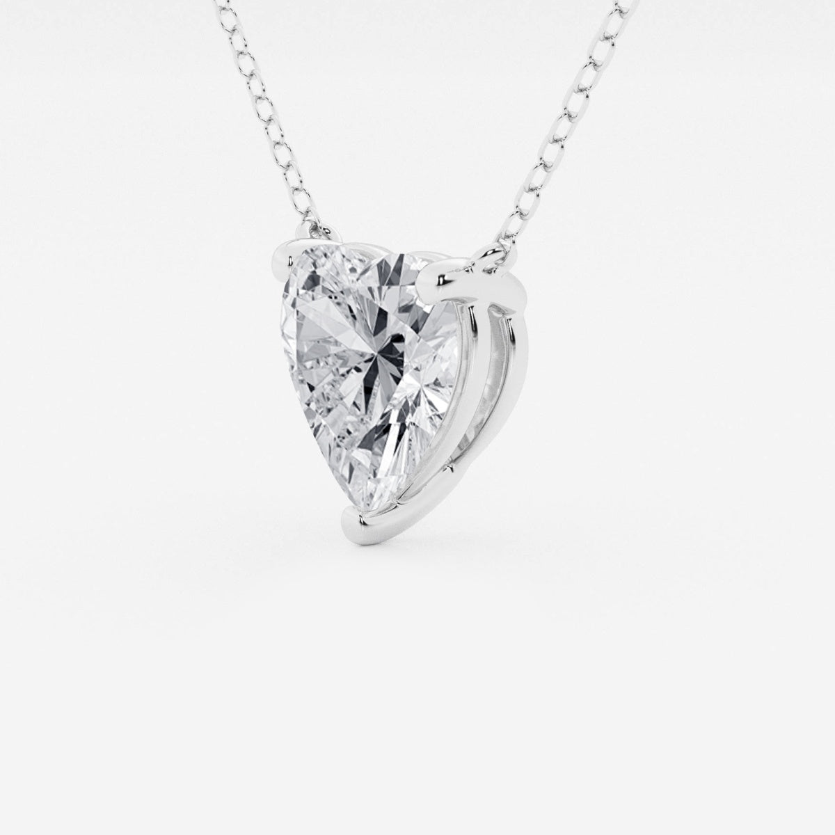 3.00 CTW Floating Heart Shape Lab Grown Diamond Solitaire Pendant Necklace F/G VS1 AGI Certified in 14K White or Yellow Gold