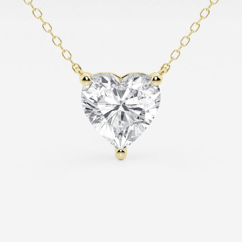 3.00 CTW Floating Heart Shape Lab Grown Diamond Solitaire Pendant Necklace F/G VS1 AGI Certified in 14K White or Yellow Gold