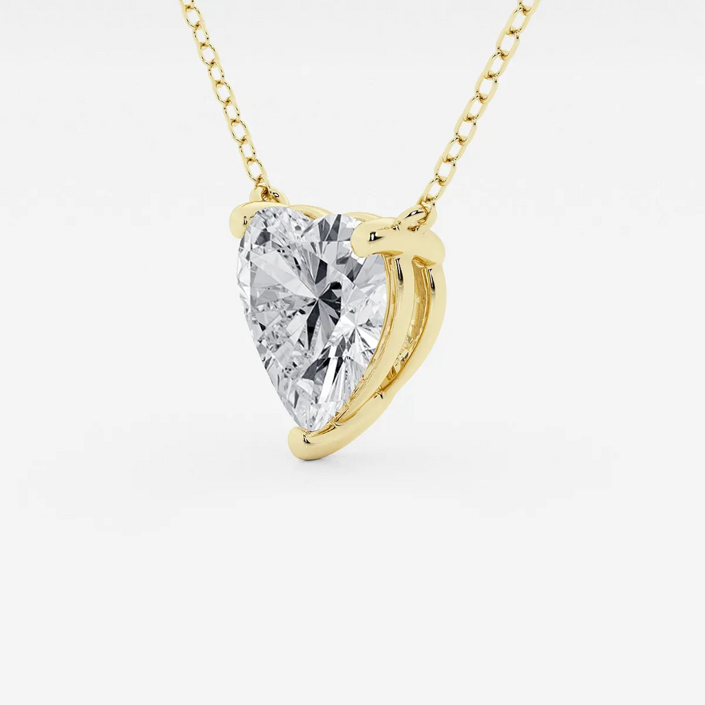 3.00 CTW Floating Heart Shape Lab Grown Diamond Solitaire Pendant Necklace F/G VS1 AGI Certified in 14K White or Yellow Gold
