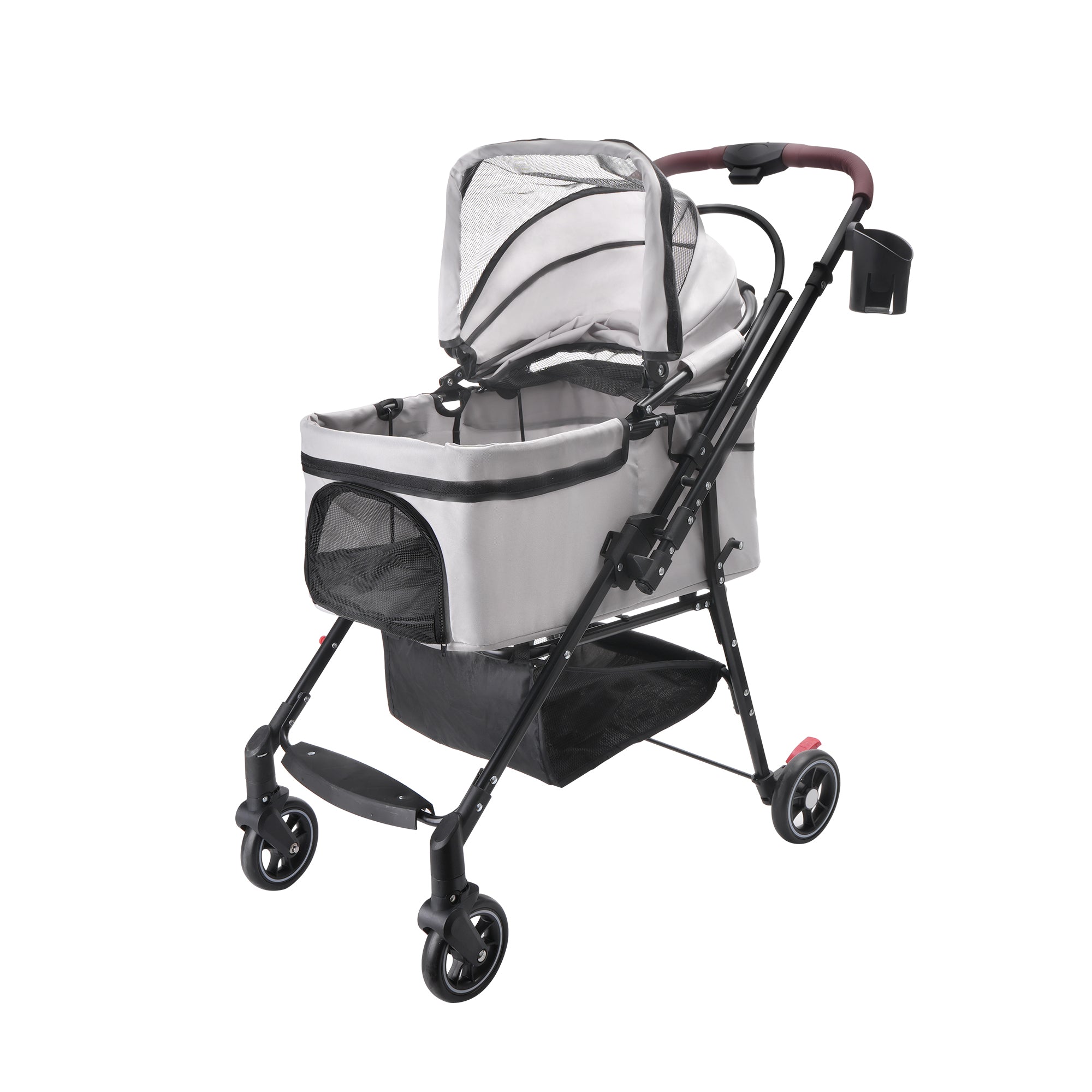 4-Wheel Foldable Pet Stroller for Dogs and Cats